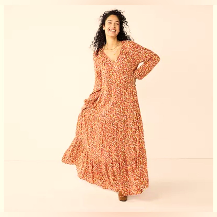 Sonoma Goods For Life Ladies Tiered Long Sleeve Maxi Dress; Size: 2x